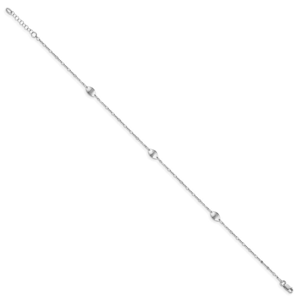 14K White Gold Polished With 1In Ext. Anklet