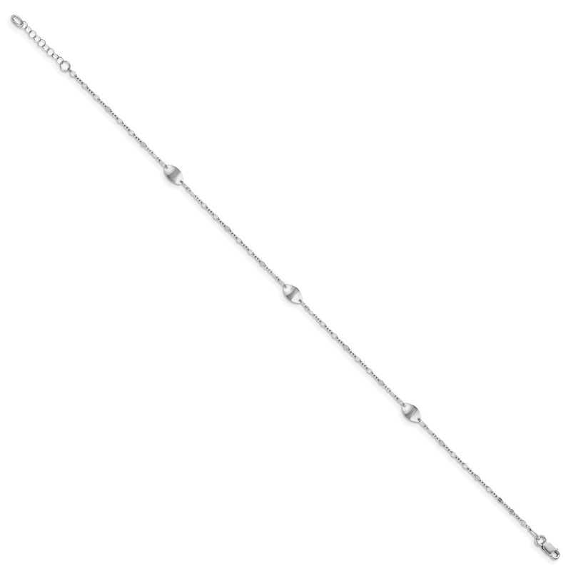 14K White Gold Polished With 1In Ext. Anklet
