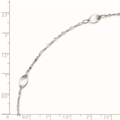 14K White Gold Polished With 1In Ext. Anklet