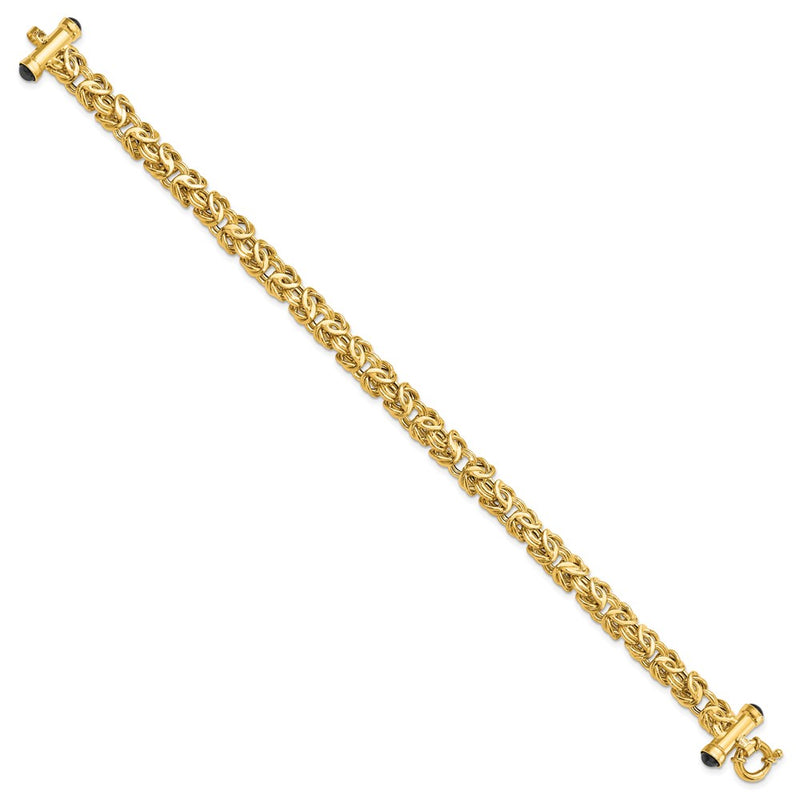 8 Inch 14K Polished Fancy Link With Black Onyx Bracelet