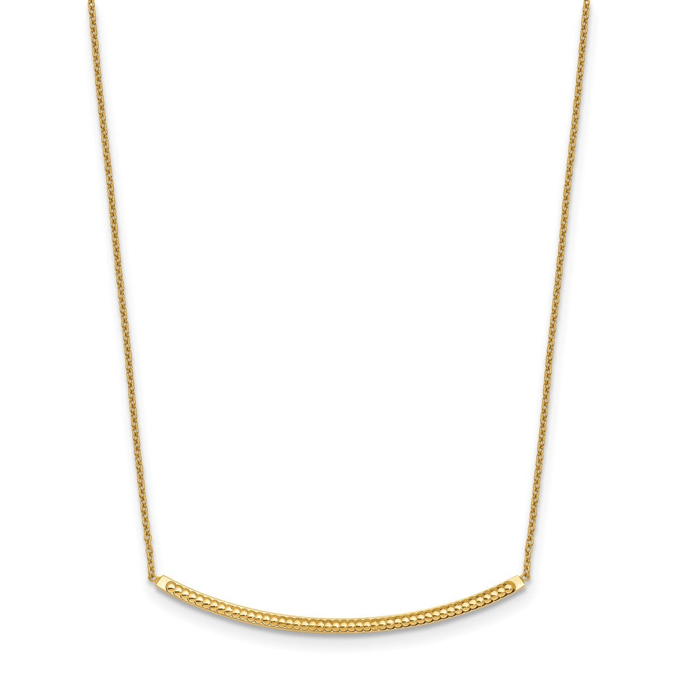 14K Yellow Gold Polished D/C With 2In Ext. Bar Necklace