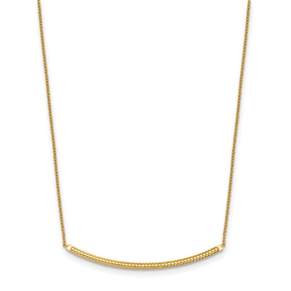 14K Yellow Gold Polished D/C With 2In Ext. Bar Necklace