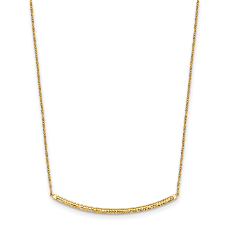 14K Yellow Gold Polished D/C With 2In Ext. Bar Necklace