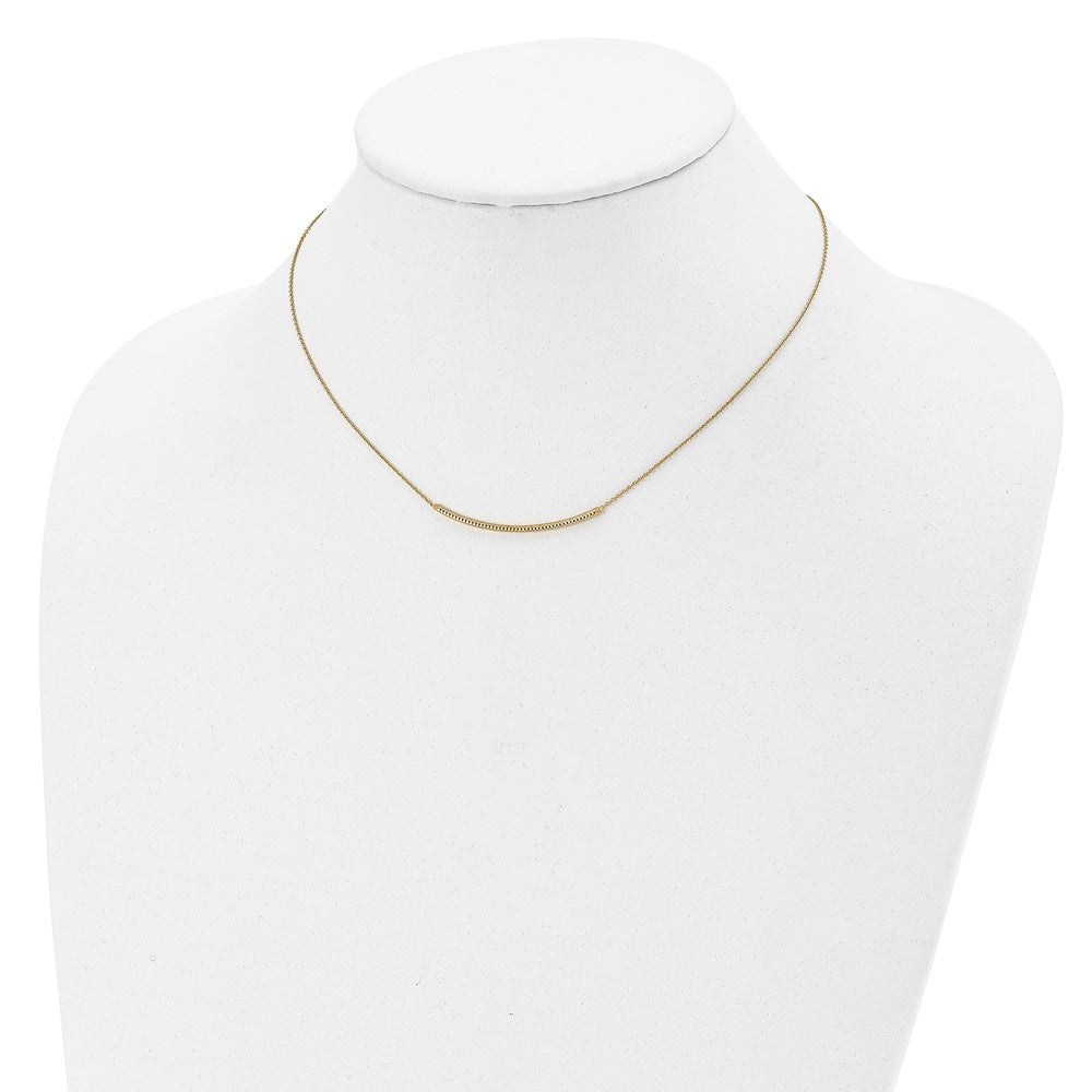 14K Yellow Gold Polished D/C With 2In Ext. Bar Necklace
