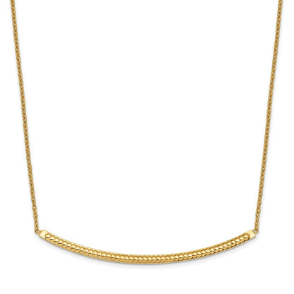 14K Yellow Gold Polished D/C With 2In Ext. Bar Necklace