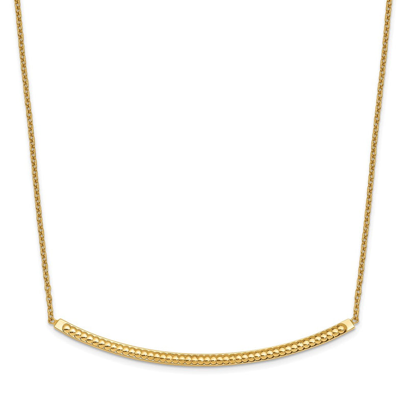 14K Yellow Gold Polished D/C With 2In Ext. Bar Necklace