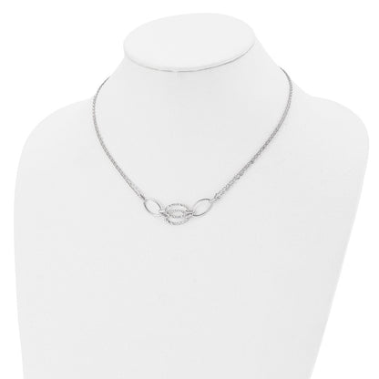 14K White Gold Polished Double Strand Link Necklace