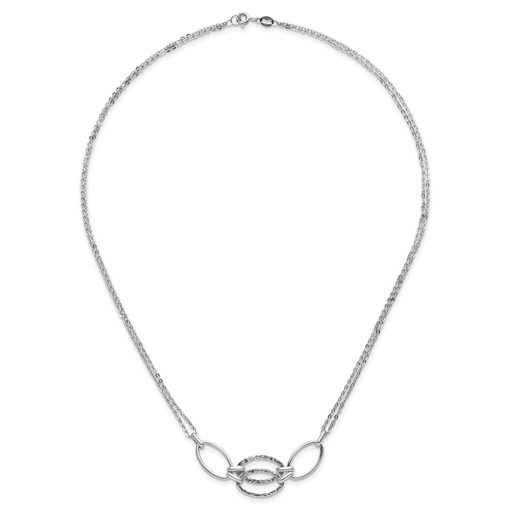 14K White Gold Polished Double Strand Link Necklace