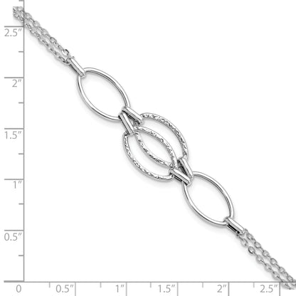 8 Inch 14K White Gold Polished Double Strand Link Bracelet