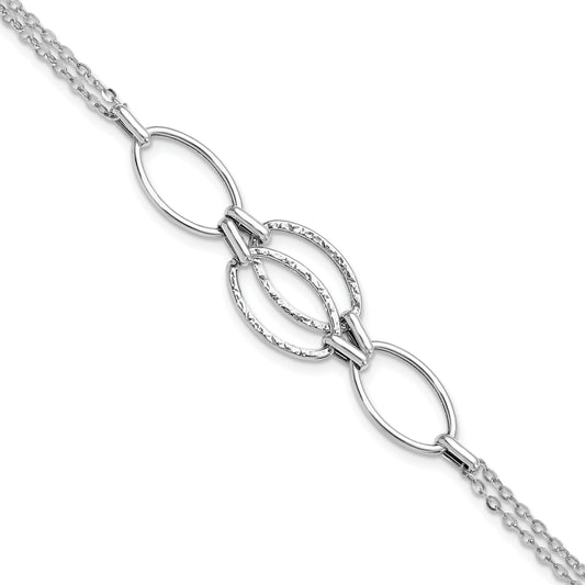 8 Inch 14K White Gold Polished Double Strand Link Bracelet
