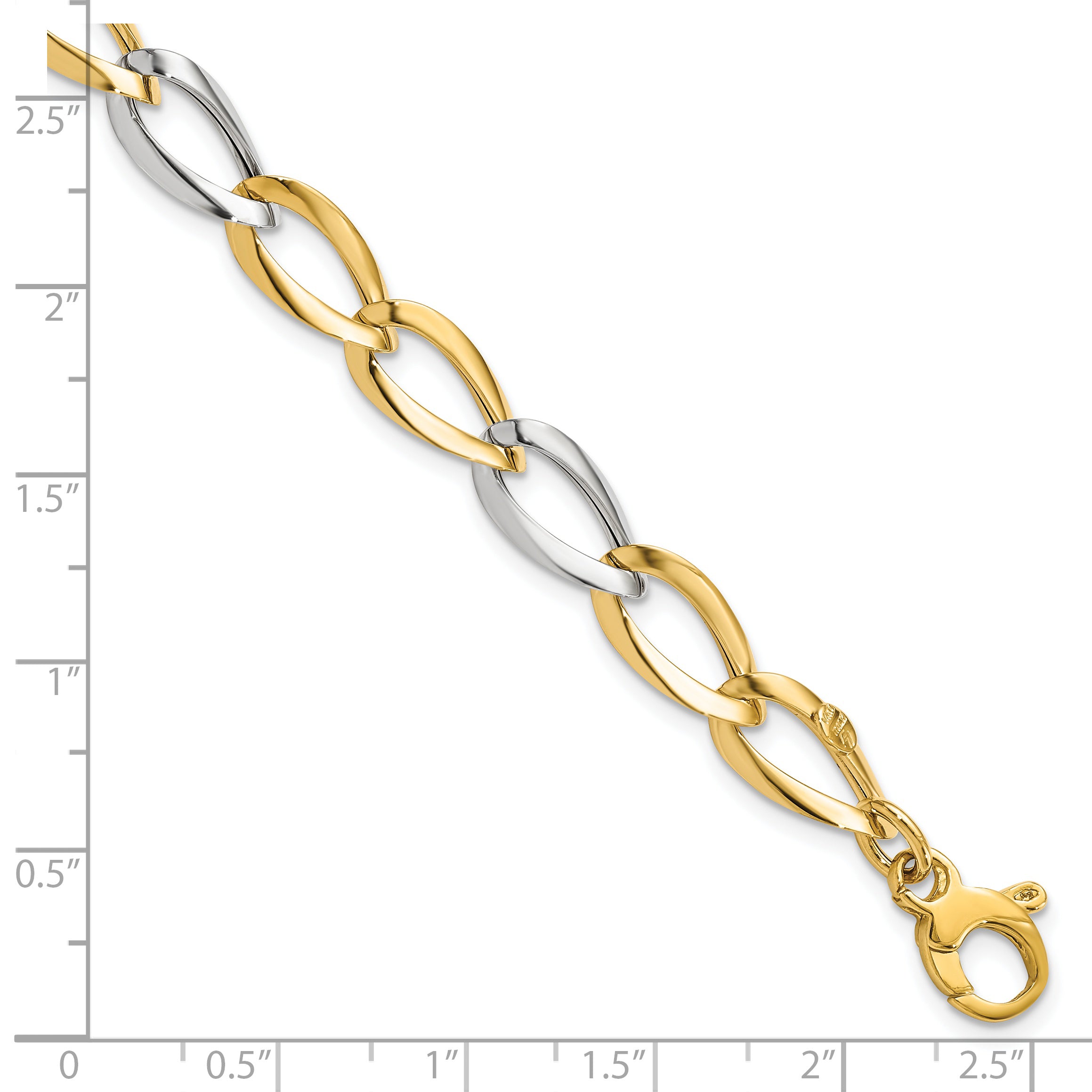 7.5 Inch 14K Two-Tone Polished Fancy Link Bracelet