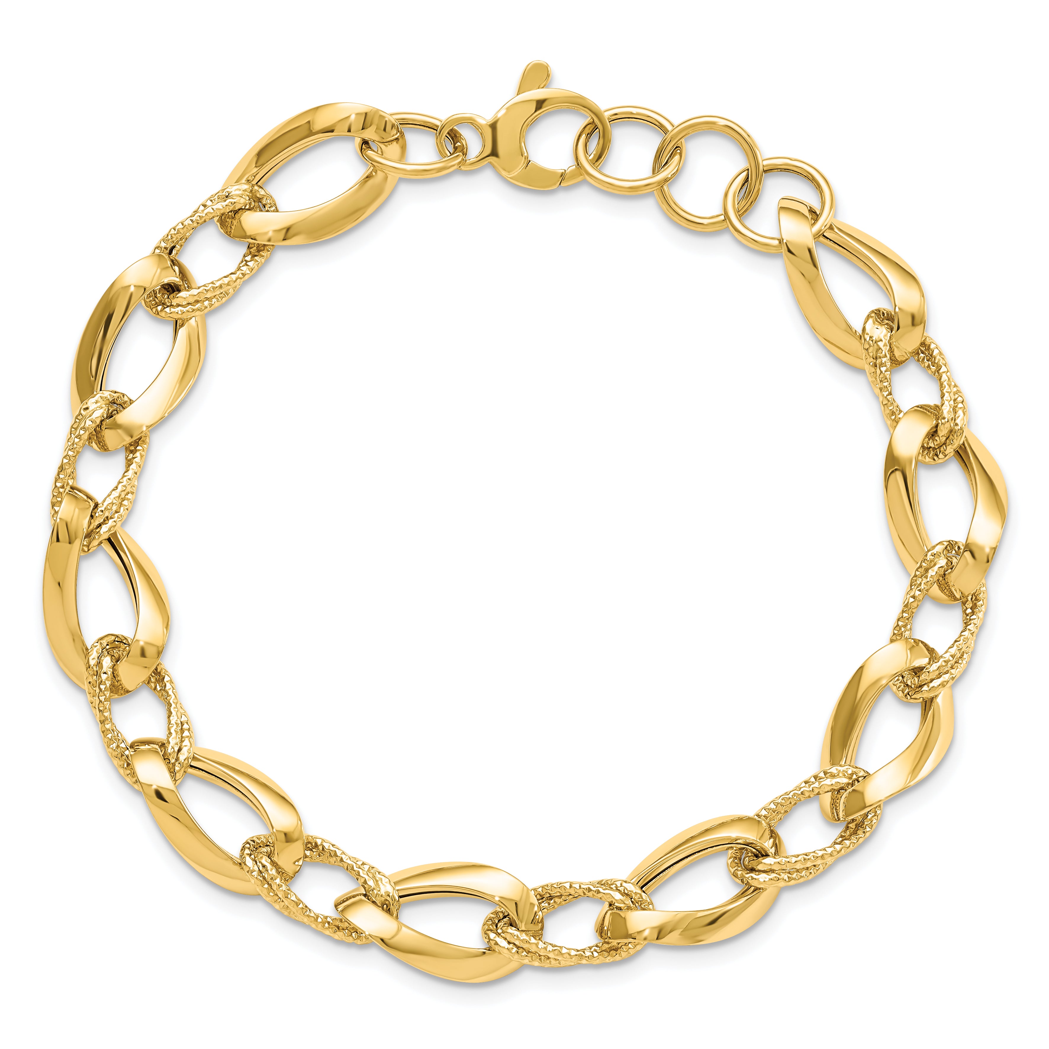 8 Inch 14K Polished D/C Fancy Link Bracelet
