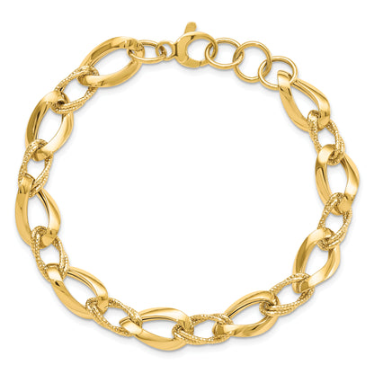 8 Inch 14K Polished D/C Fancy Link Bracelet