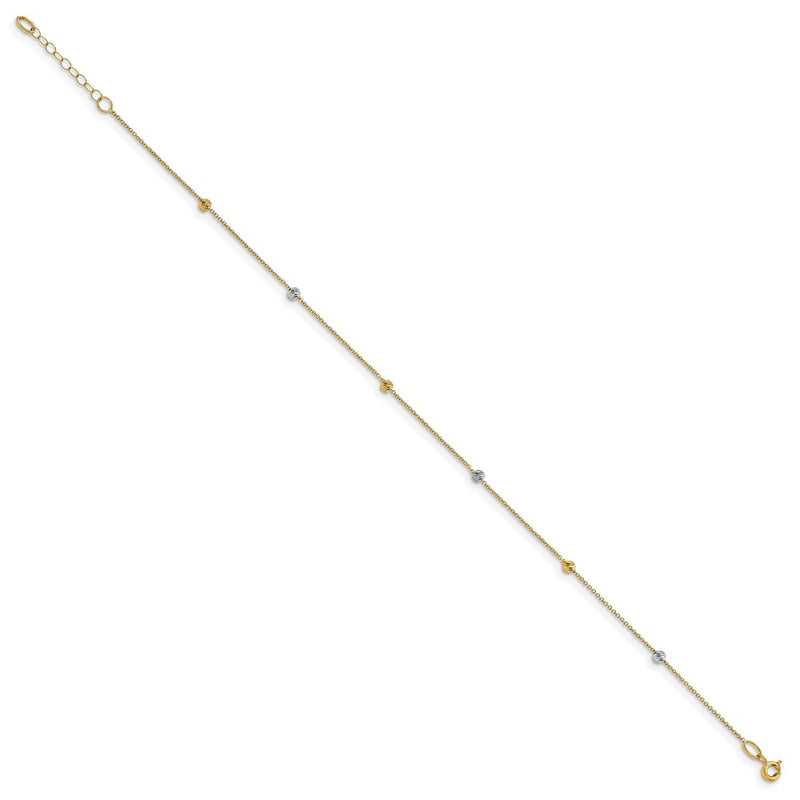 14K Two-Tone Polished D/C With 1In Ext. Anklet