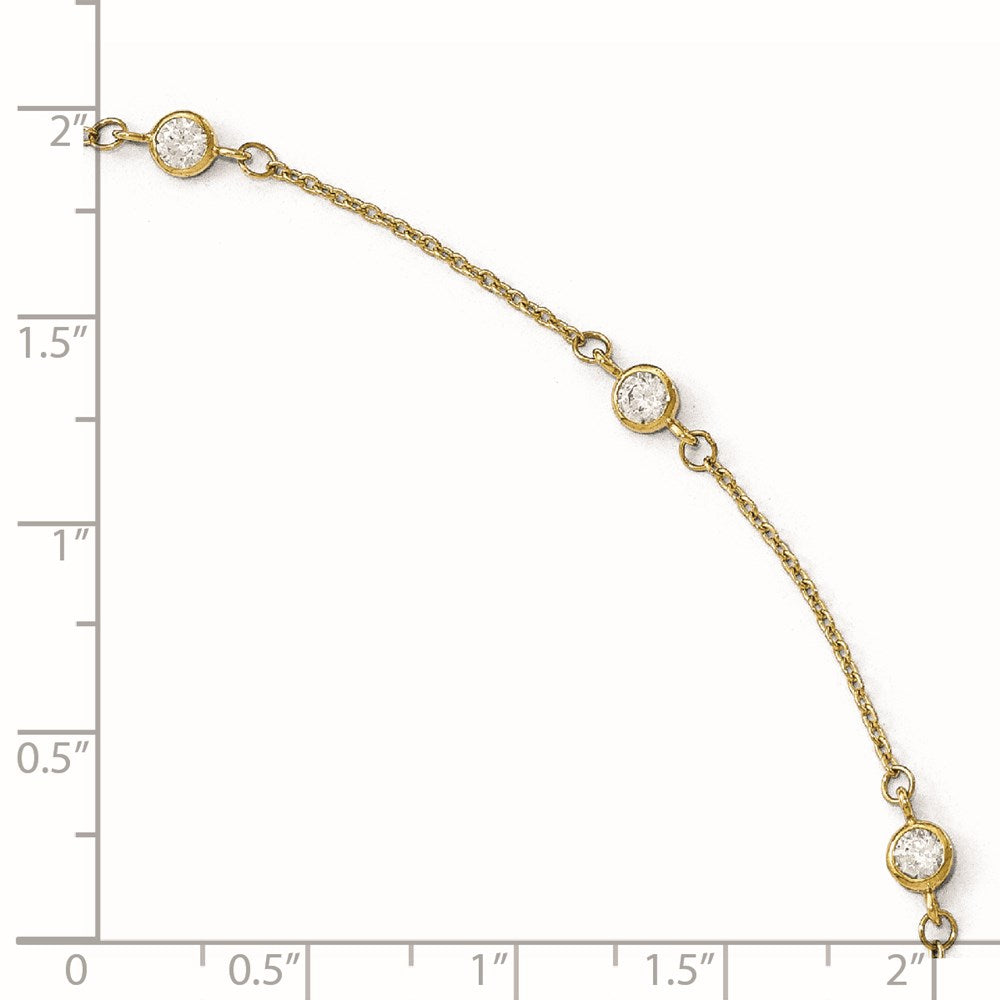 14K Yellow Gold Cz Polished With 1In Ext. Anklet