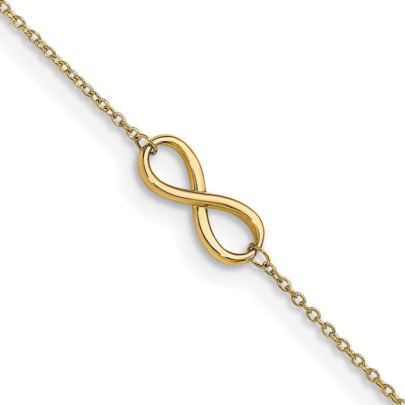 14K Yellow Gold Polished Infinity With 1In Ext. Anklet