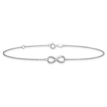 14K White Gold Polished Infinity With 1In Ext. Anklet