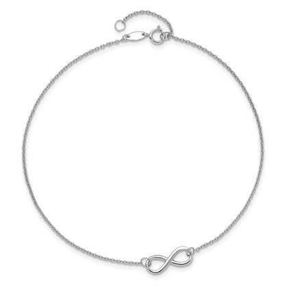 14K White Gold Polished Infinity With 1In Ext. Anklet