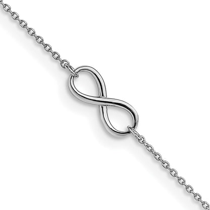 14K White Gold Polished Infinity With 1In Ext. Anklet