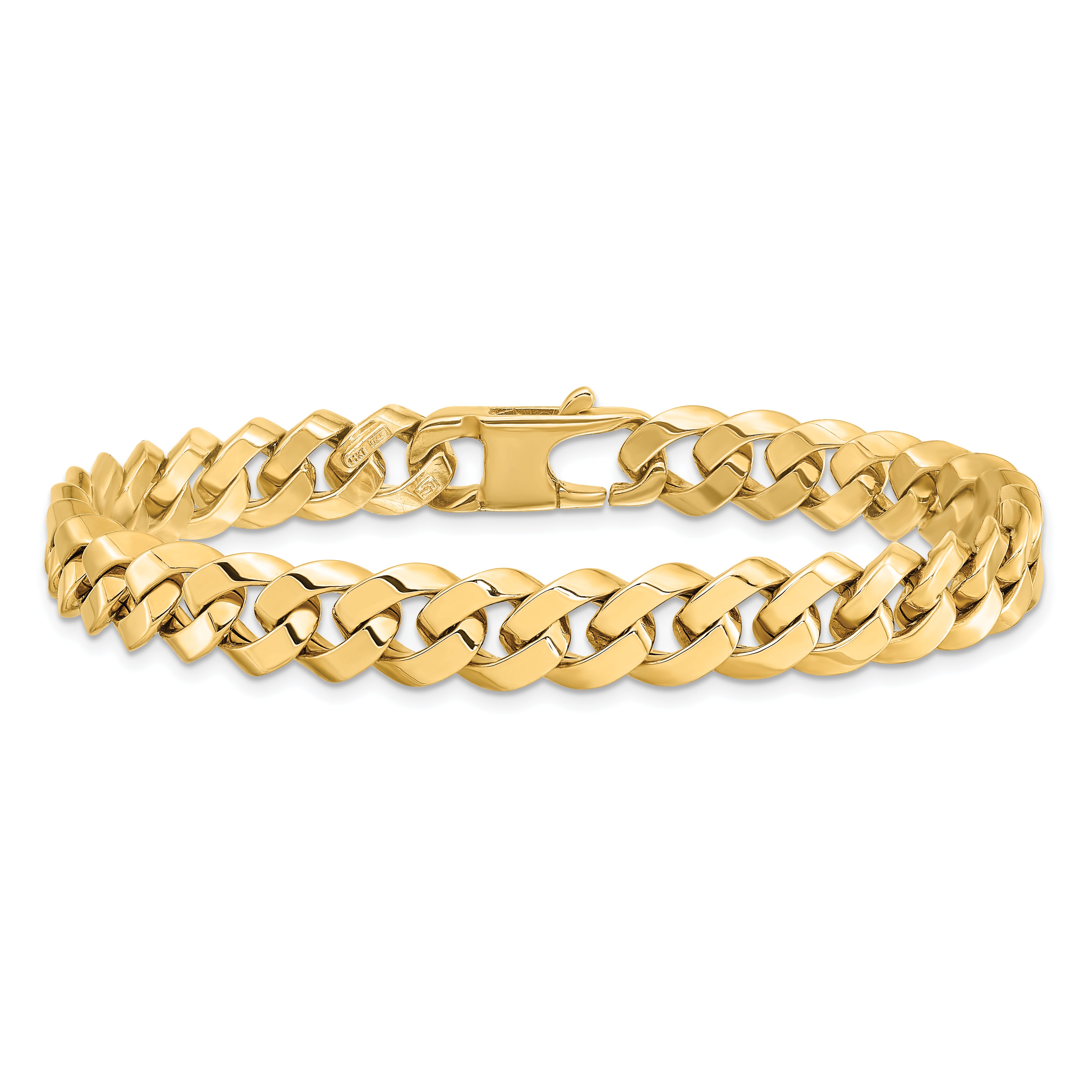 8 Inch 14K 8.5mm Beveled Curb Bracelet