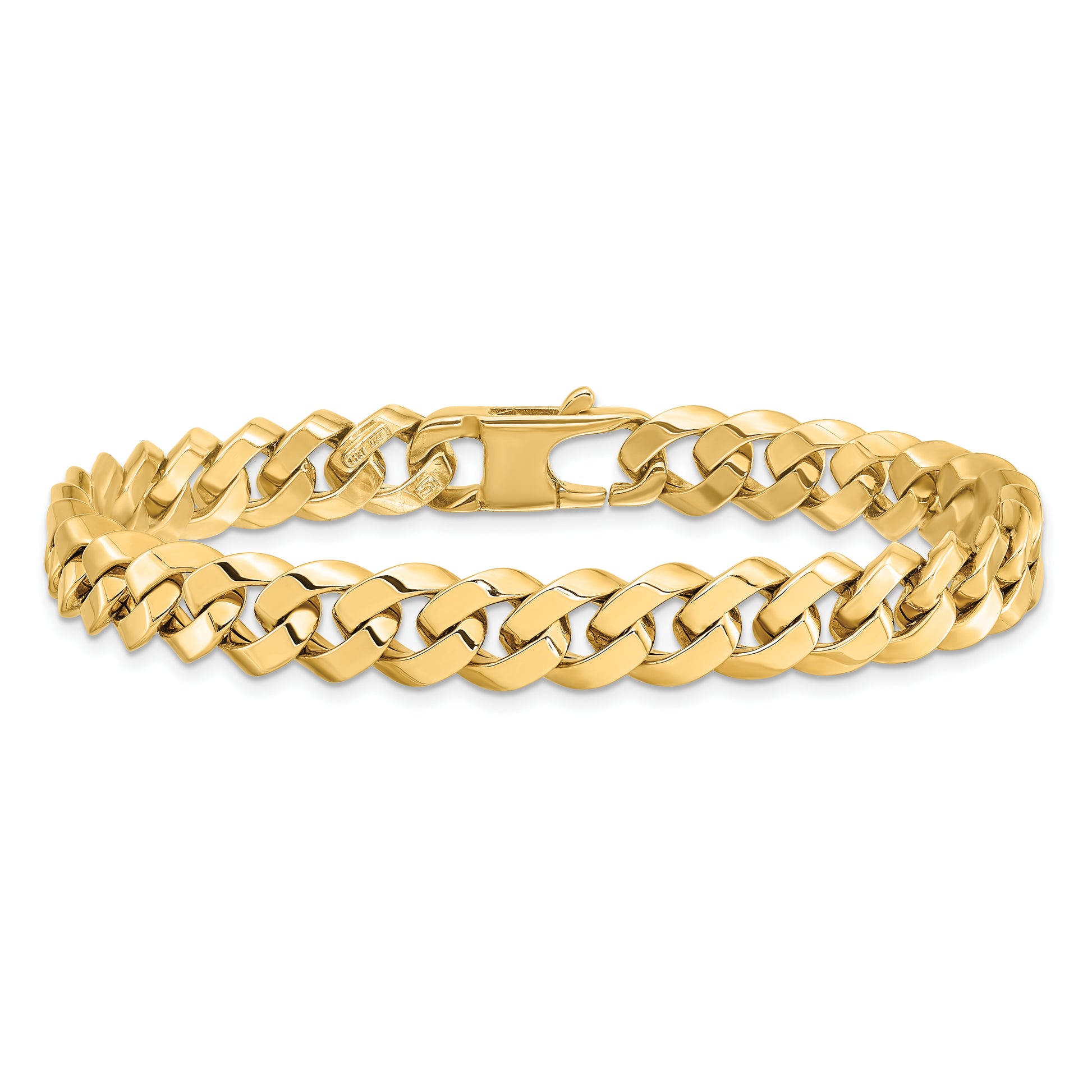 8 Inch 14K 8.5mm Beveled Curb Bracelet