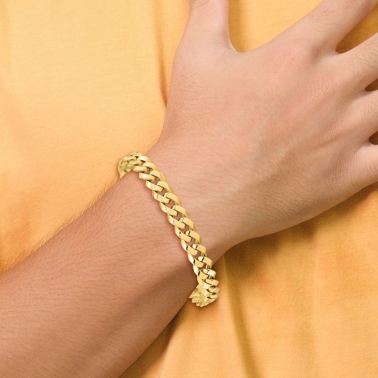 8 Inch 14K 8.5mm Beveled Curb Bracelet