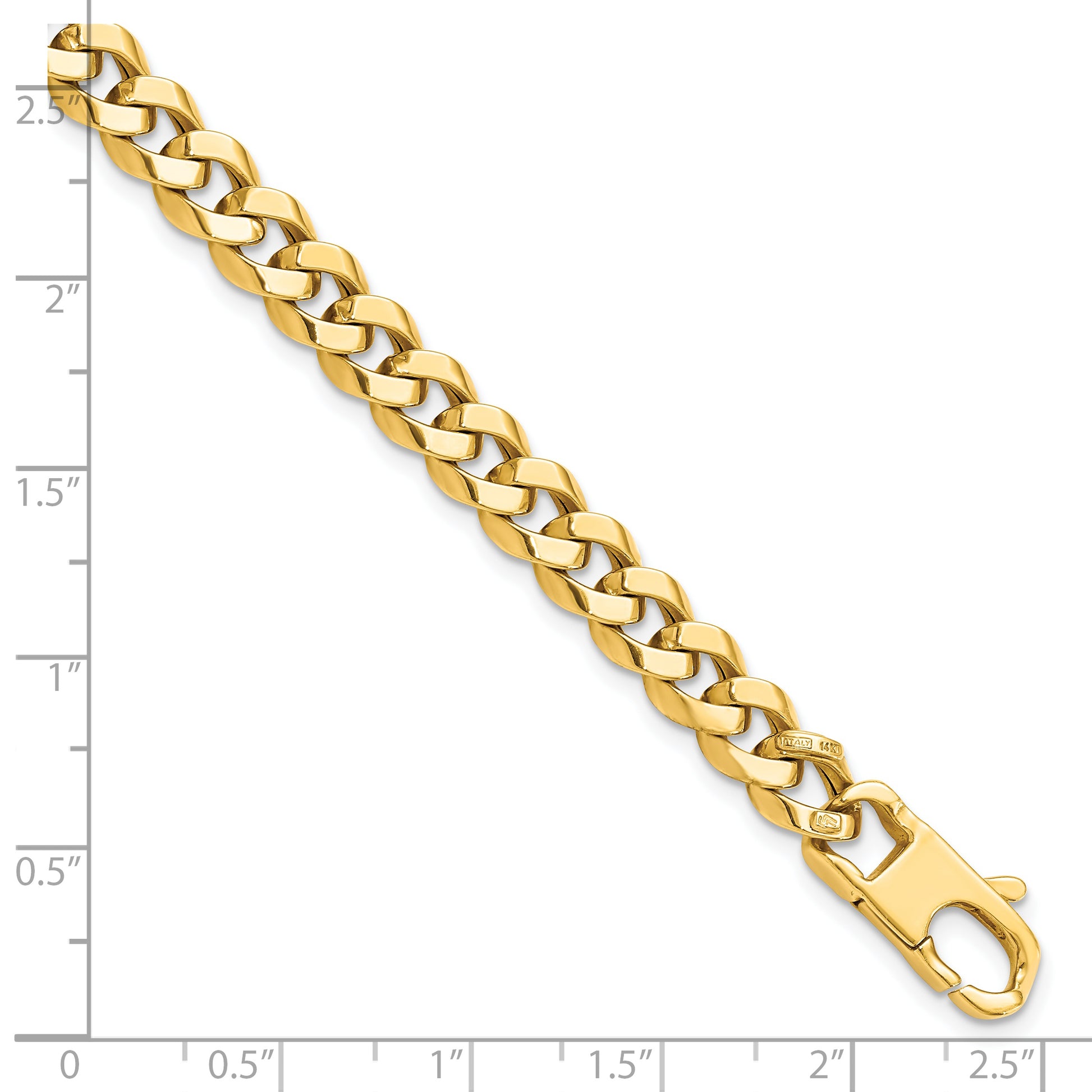 8 Inch 14K 7.0mm Beveled Curb Bracelet