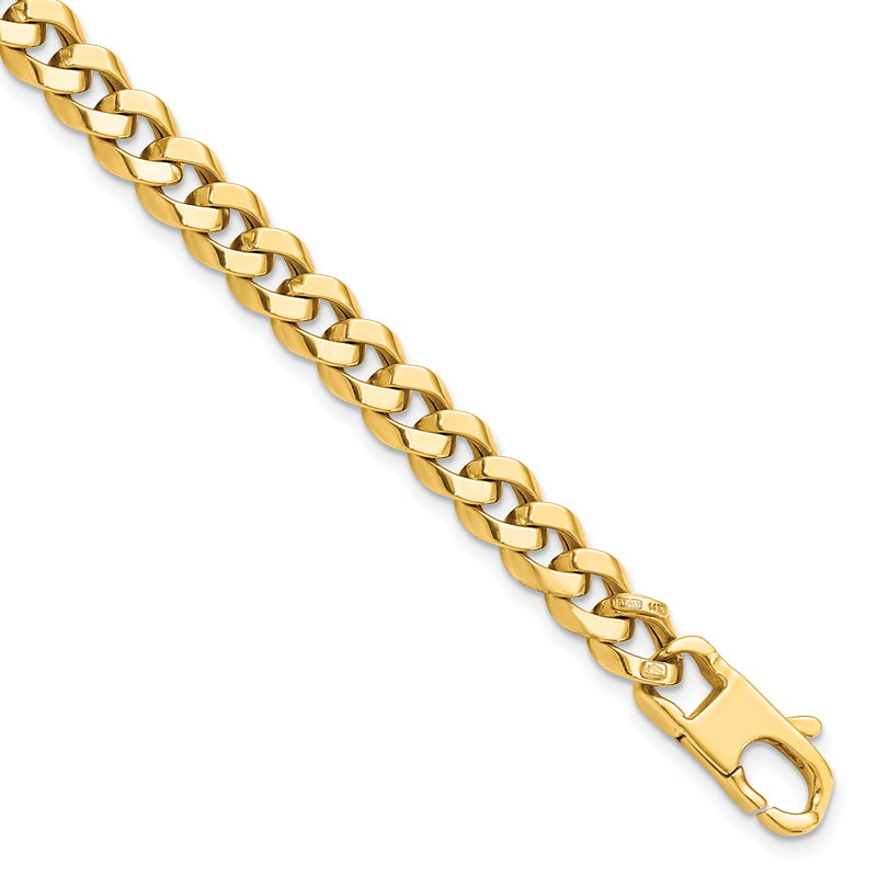 8 Inch 14K 7.0mm Beveled Curb Bracelet