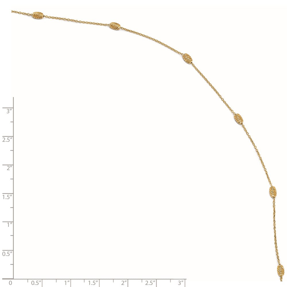 14K Yellow Gold Polished And D/C With 1In Ext. Anklet