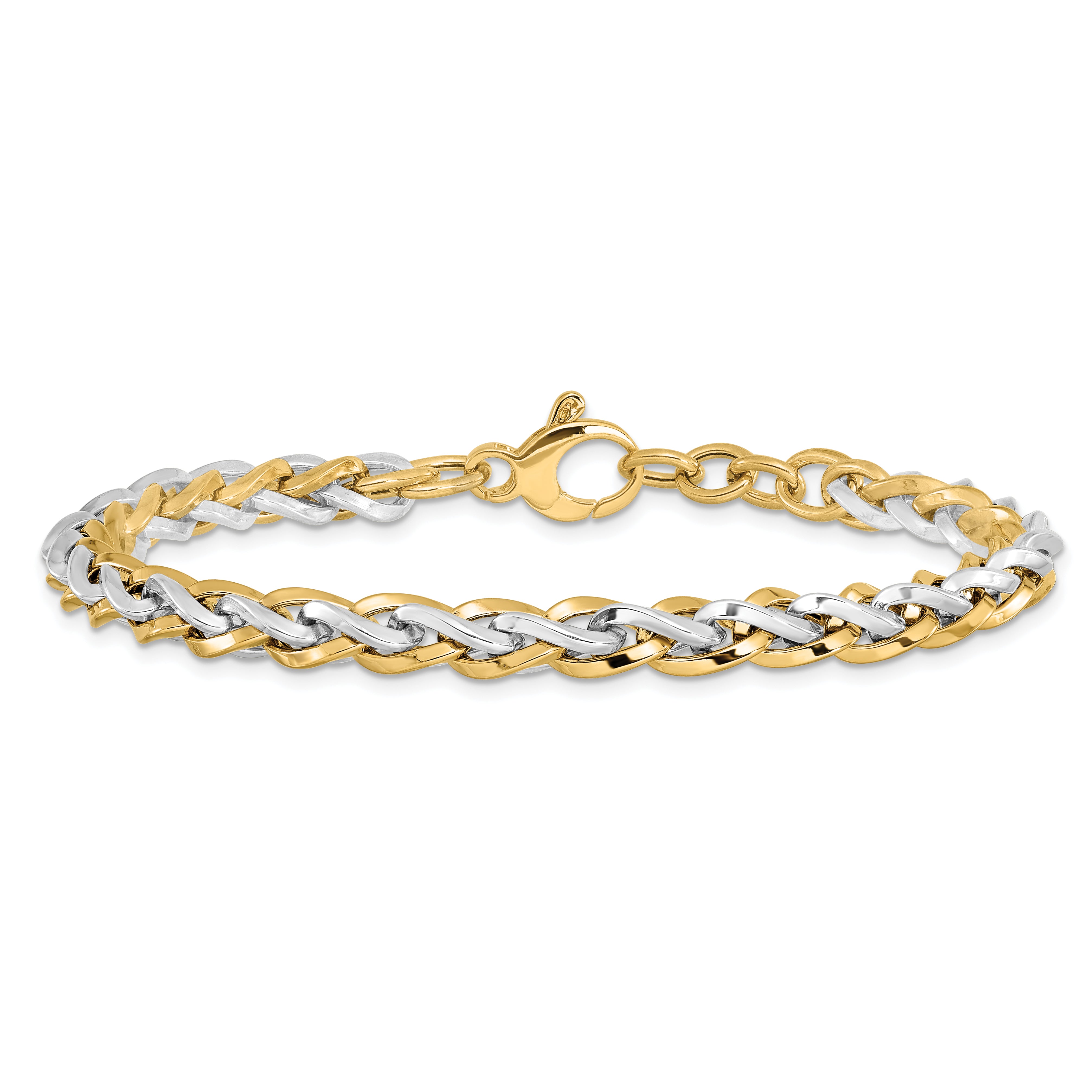 7.5 Inch 14K Two-Tone Polished Fancy Link Bracelet