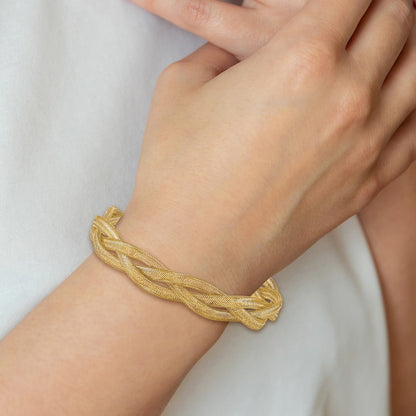 7.5 Inch 14K Fancy Stretch Bangle Bracelet