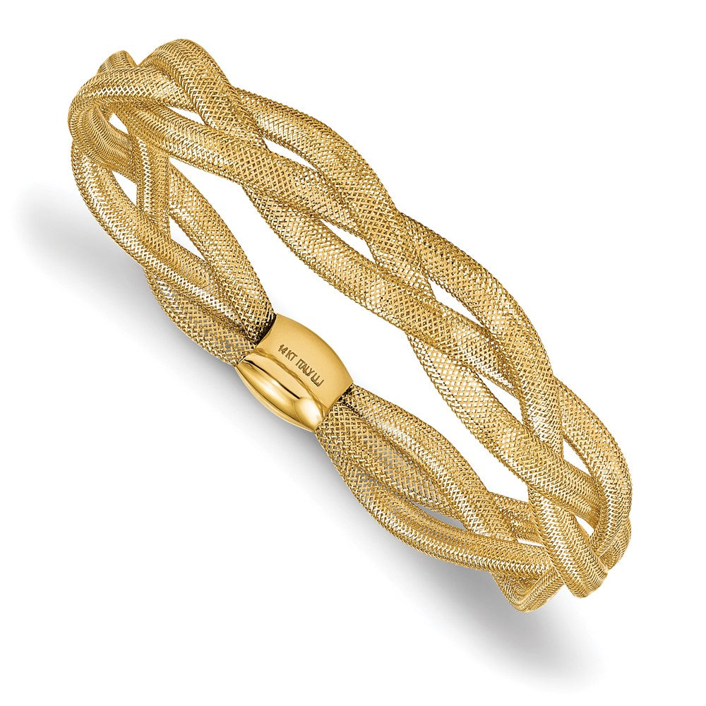 7.5 Inch 14K Fancy Stretch Bangle Bracelet