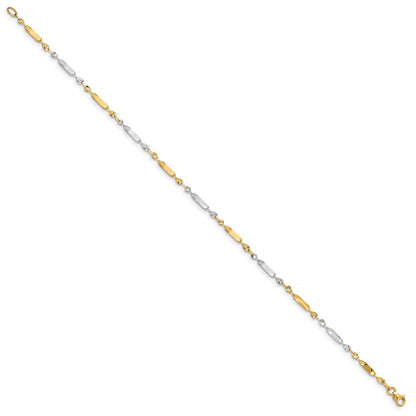 14K Two-Tone Polished Twisted Link Chain Anklet