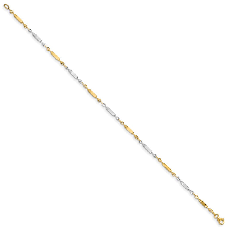 14K Two-Tone Polished Twisted Link Chain Anklet