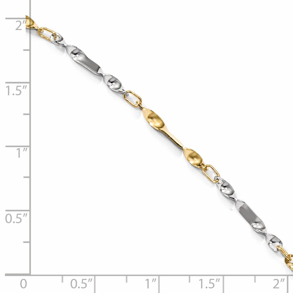 14K Two-Tone Polished Twisted Link Chain Anklet