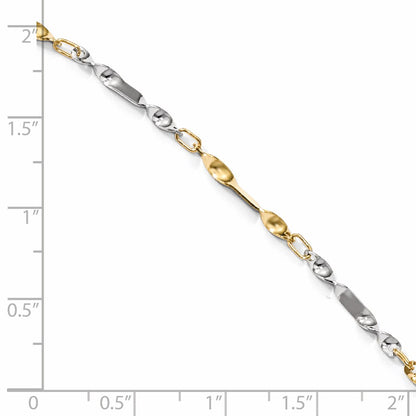 14K Two-Tone Polished Twisted Link Chain Anklet