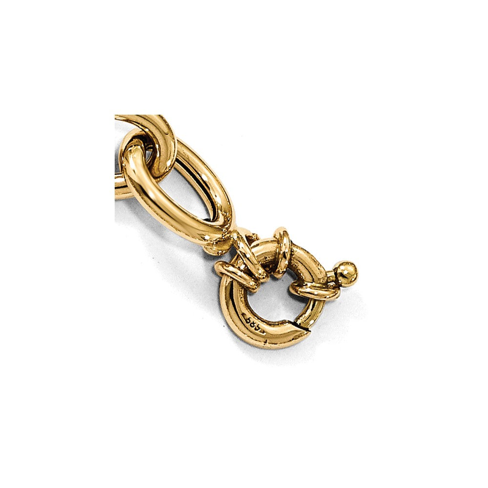 7.5 Inch 14K Polished Cable Oval Link Bracelet