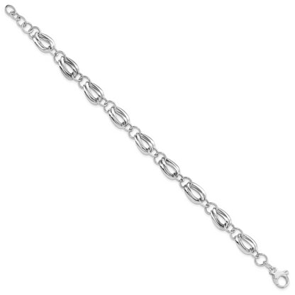 8 Inch 14K White Gold Polished Fancy Link W/ .5 Ext Bracelet
