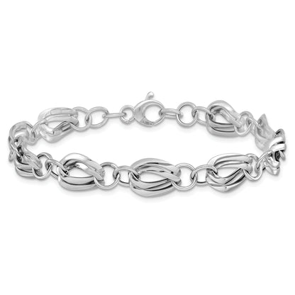 8 Inch 14K White Gold Polished Fancy Link W/ .5 Ext Bracelet
