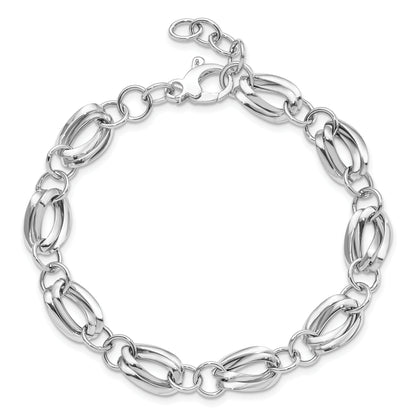 8 Inch 14K White Gold Polished Fancy Link W/ .5 Ext Bracelet
