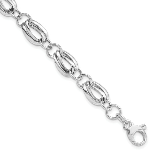 8 Inch 14K White Gold Polished Fancy Link W/ .5 Ext Bracelet