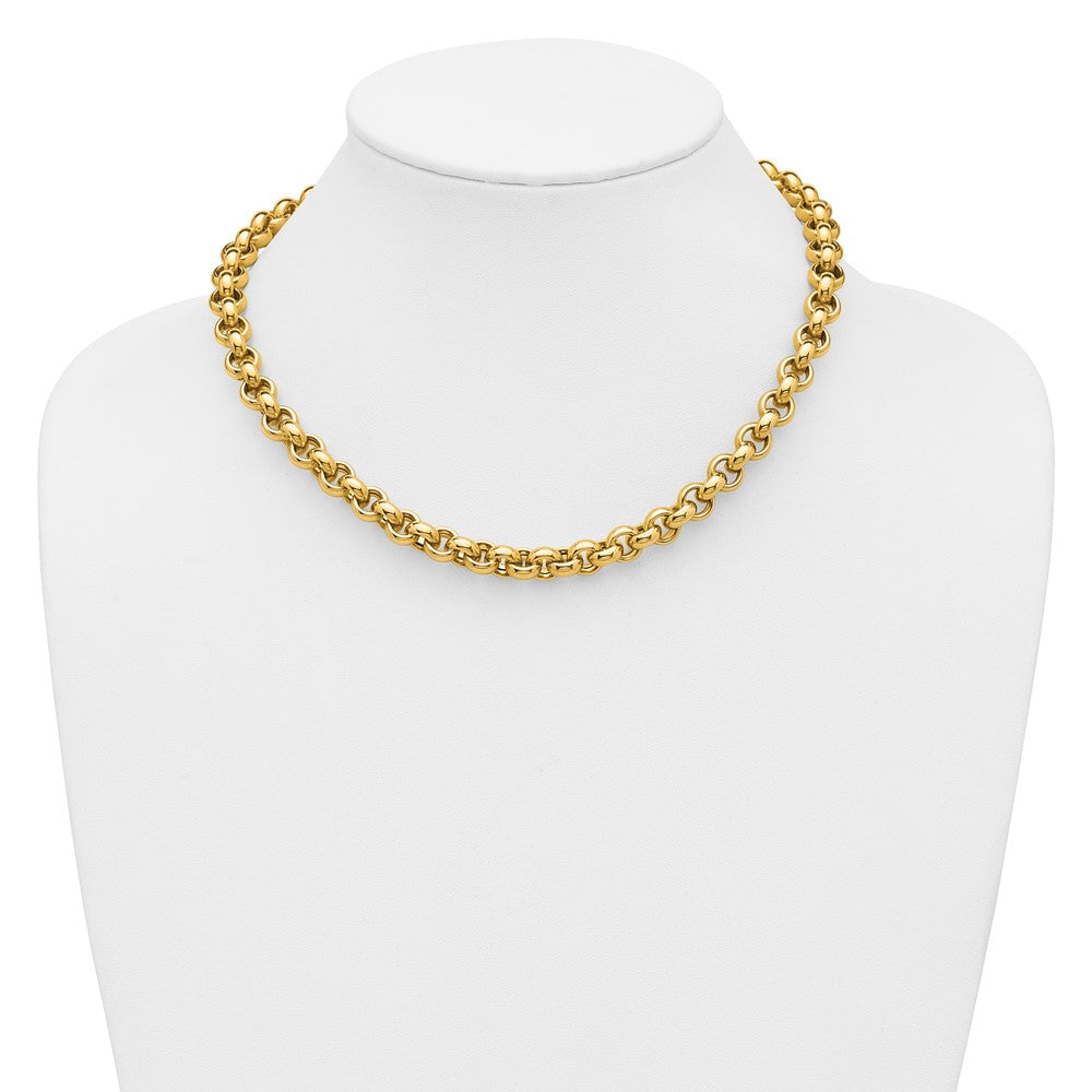 14K Yellow Gold Polished Rolo Link Chain Necklace