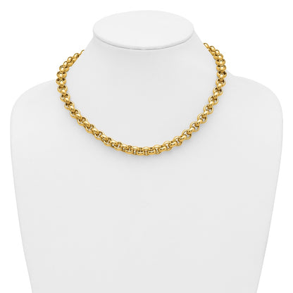 14K Yellow Gold Polished Rolo Link Chain Necklace