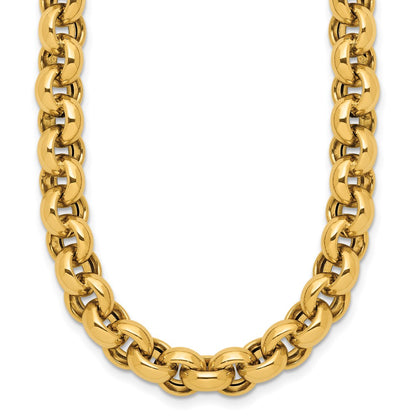14K Yellow Gold Polished Rolo Link Chain Necklace