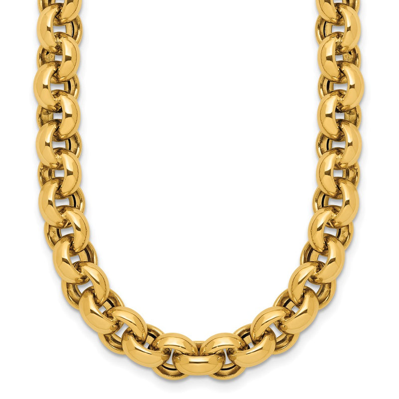 14K Yellow Gold Polished Rolo Link Chain Necklace