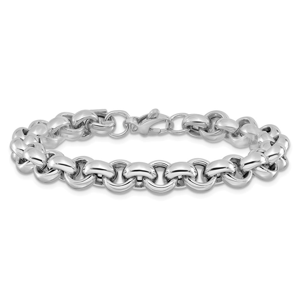 14K White Gold Polished Rolo Link Chain Bracelet