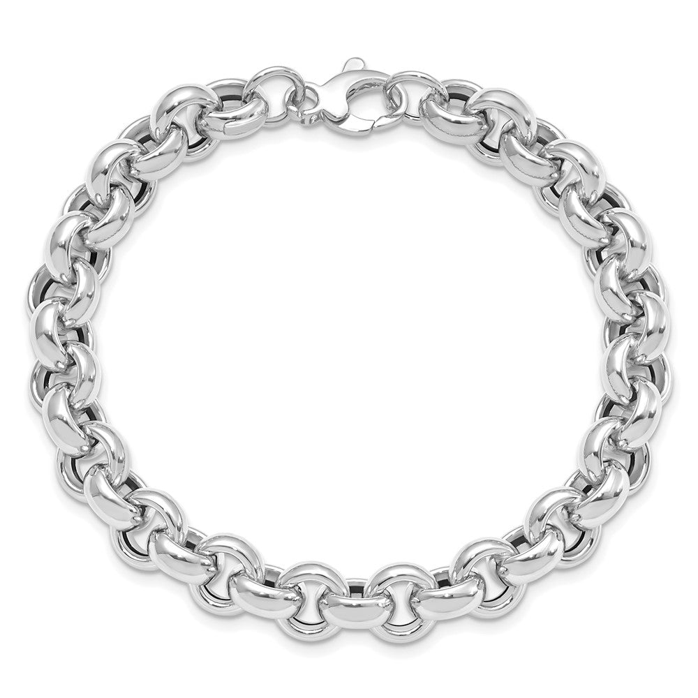 14K White Gold Polished Rolo Link Chain Bracelet