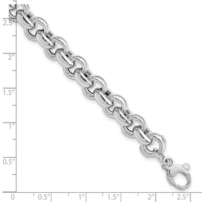 14K White Gold Polished Rolo Link Chain Bracelet
