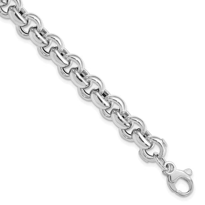 14K White Gold Polished Rolo Link Chain Bracelet