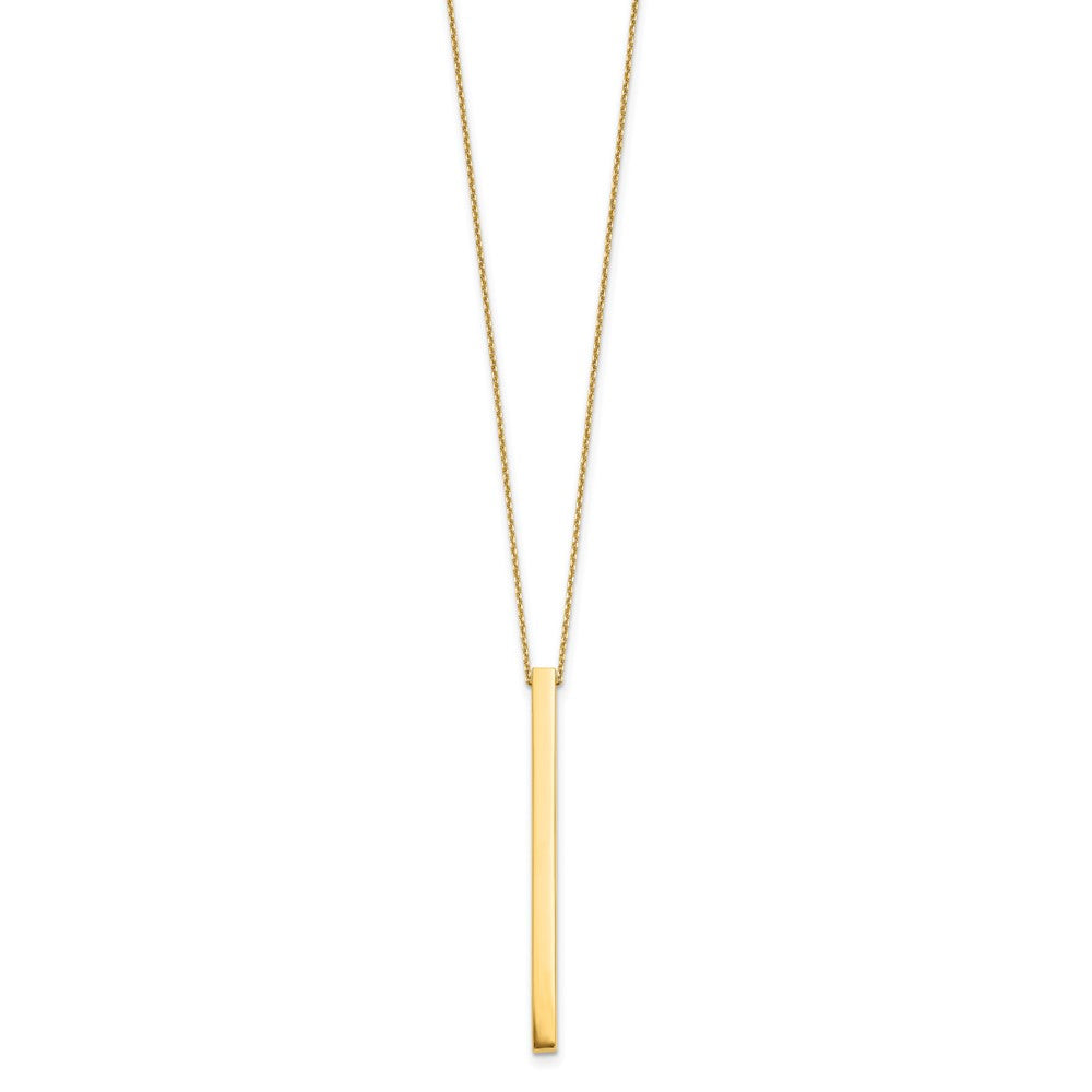14K Yellow Gold Polished Bar 2In Ext. Necklace